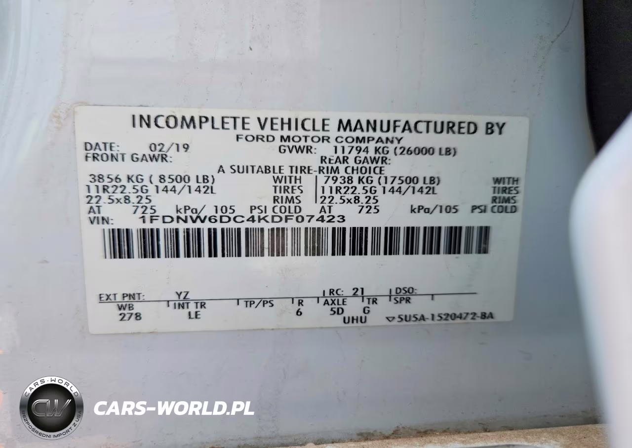 2019 Ford F650 Super Duty VIN:1FDNW6DC4KDF07423 - 12