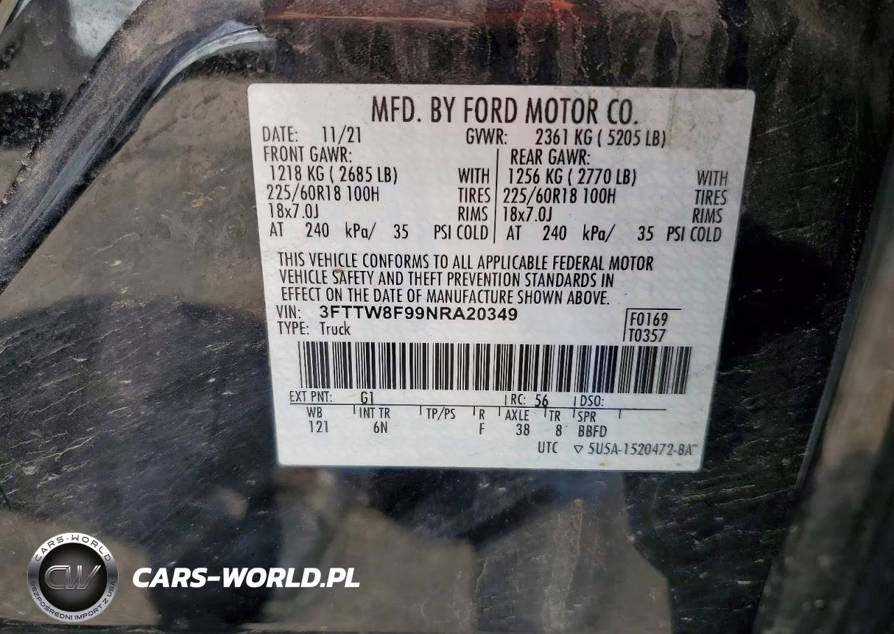 2022 Ford Maverick Xl VIN:3FTTW8F99NRA20349 - 12