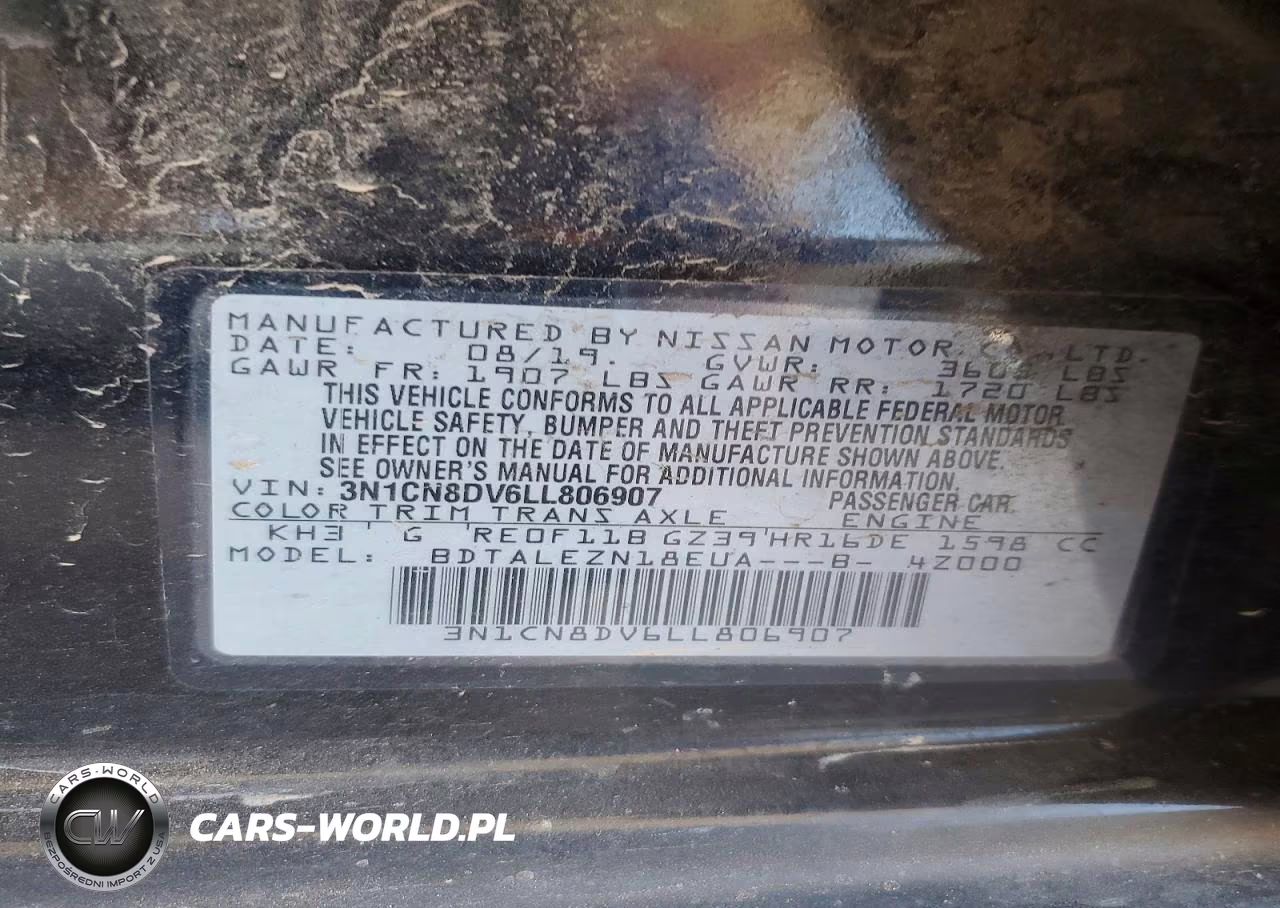 2020 Nissan Versa S VIN:3N1CN8DV6LL806907 - 12