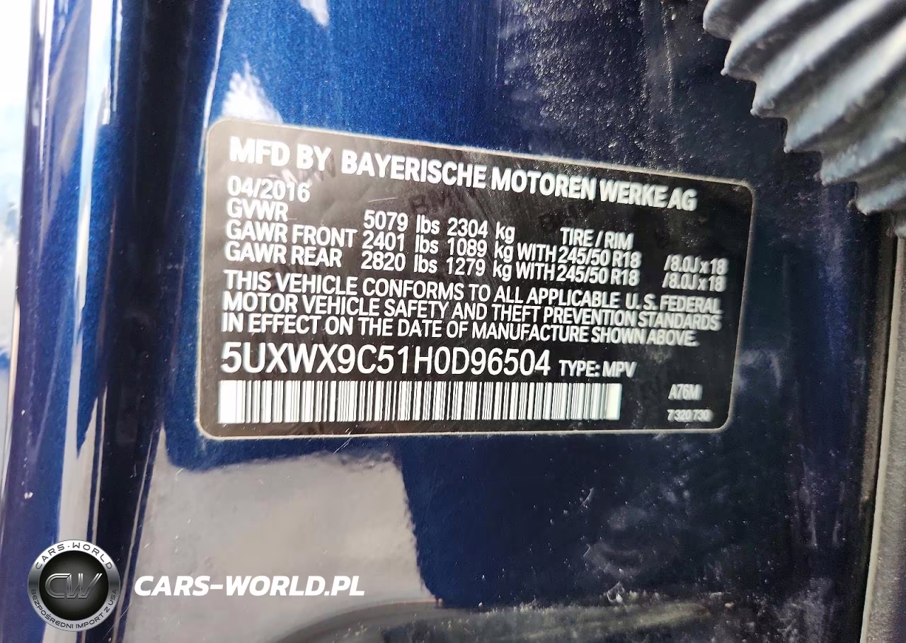 2017 BMW X3 xDrive28I VIN:5UXWX9C51H0D96504 - 13