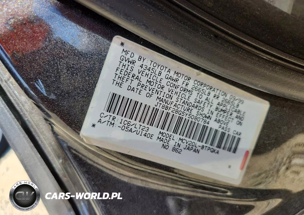 2000 Lexus Es 300 VIN:JT8BF28G5Y5080784 - 12