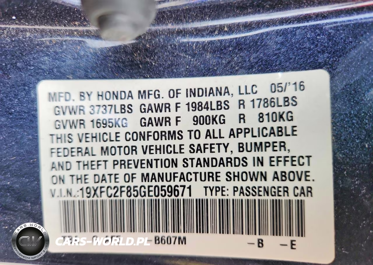 2016 Honda Civic Ex VIN:19XFC2F85GE059671 - 12