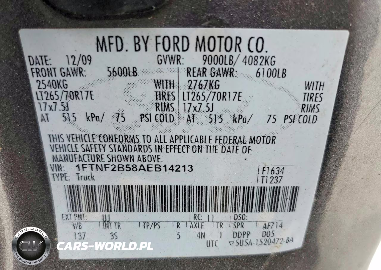 2010 Ford F250 Super Duty VIN:1FTNF2B58AEB14213 - 12