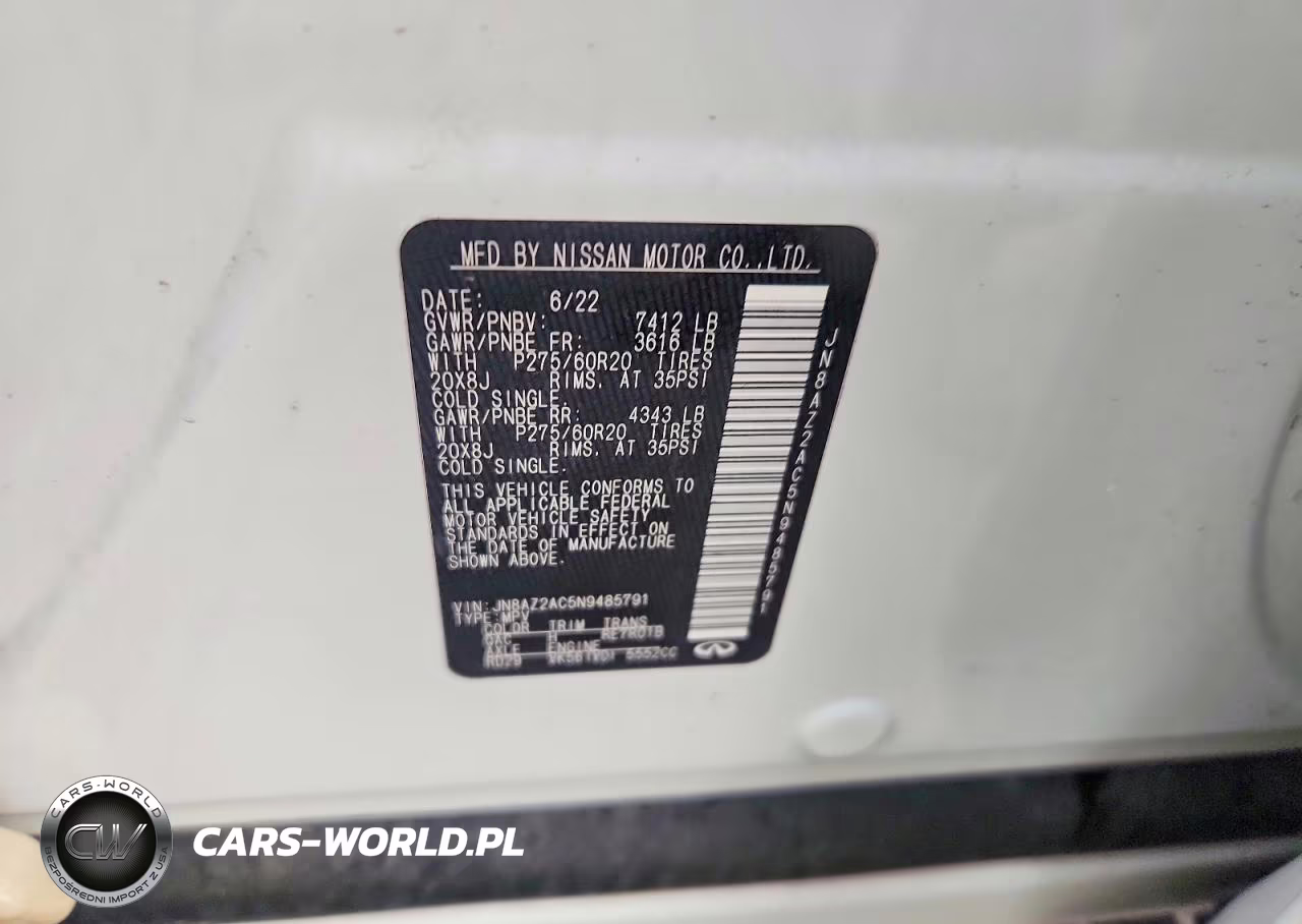 2022 Infiniti Qx80 Luxe VIN:JN8AZ2AC5N9485791 - 13