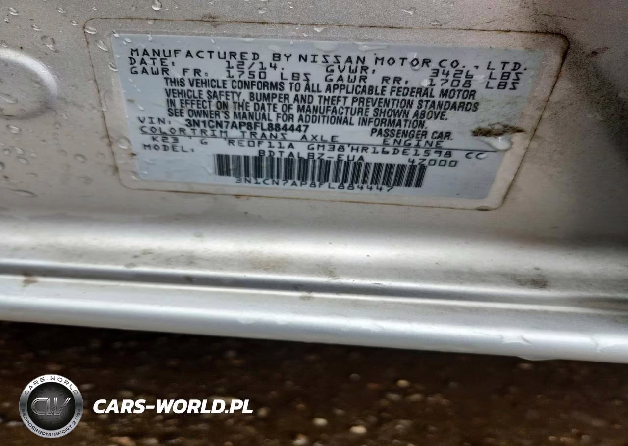 2015 Nissan Versa 1.6 Sv VIN:3N1CN7AP8FL884447 - 12