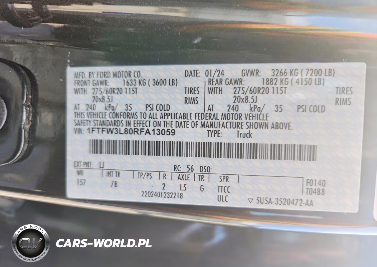 2024 Ford F150 Xlt VIN:1FTFW3L80RFA13059 - 12