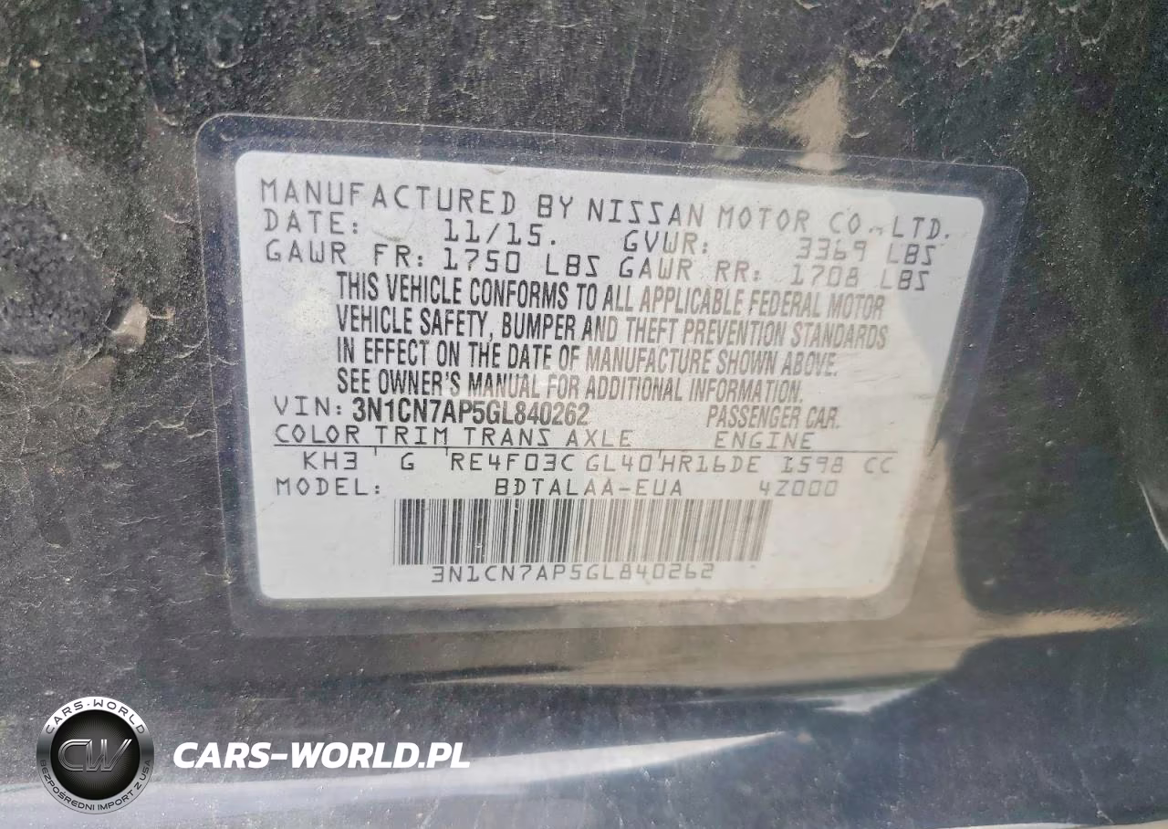 2016 Nissan Versa VIN:3N1CN7AP5GL840262 - 12