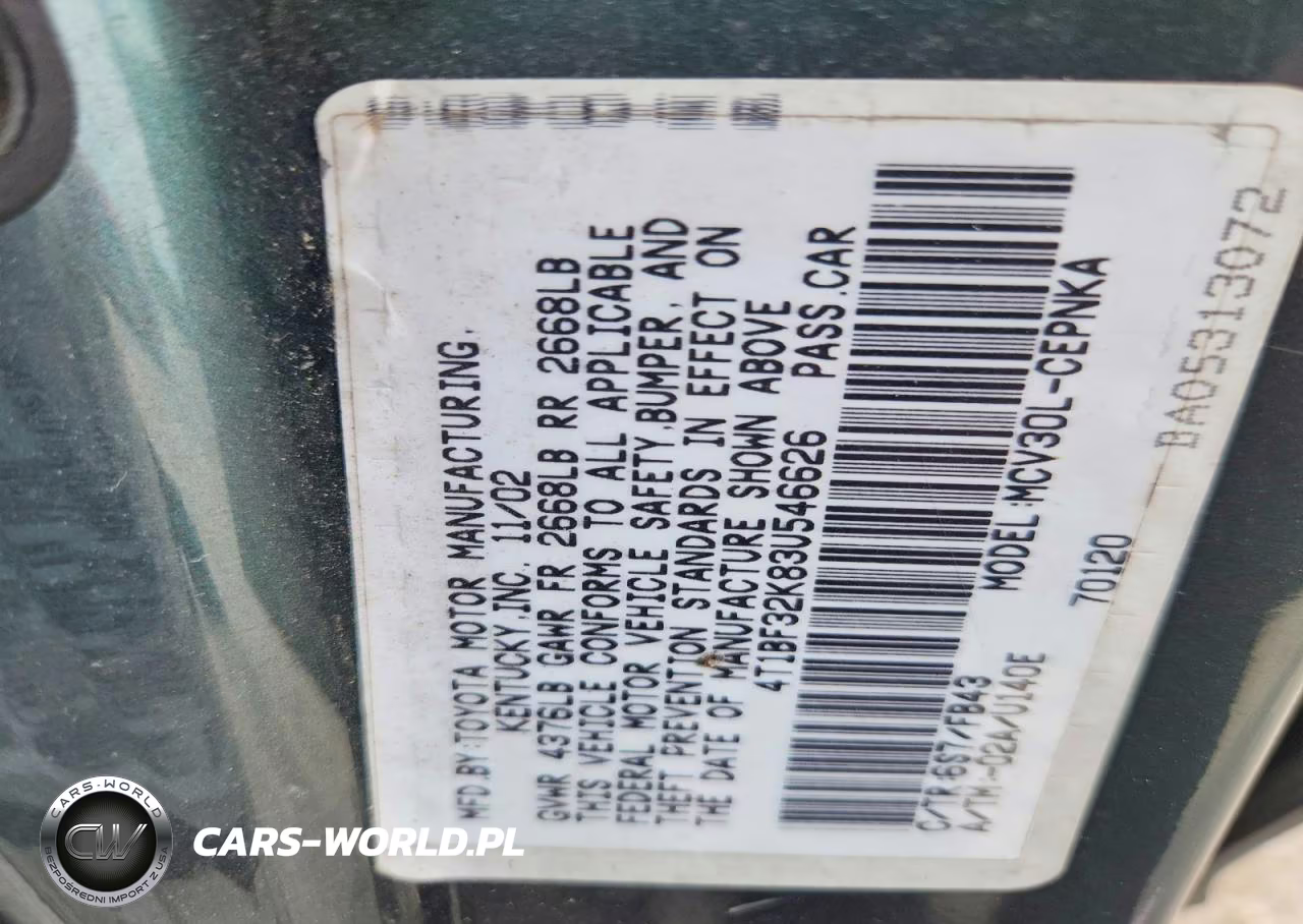2003 Toyota Camry Le V6 VIN:4T1BF32K83U546626 - 12