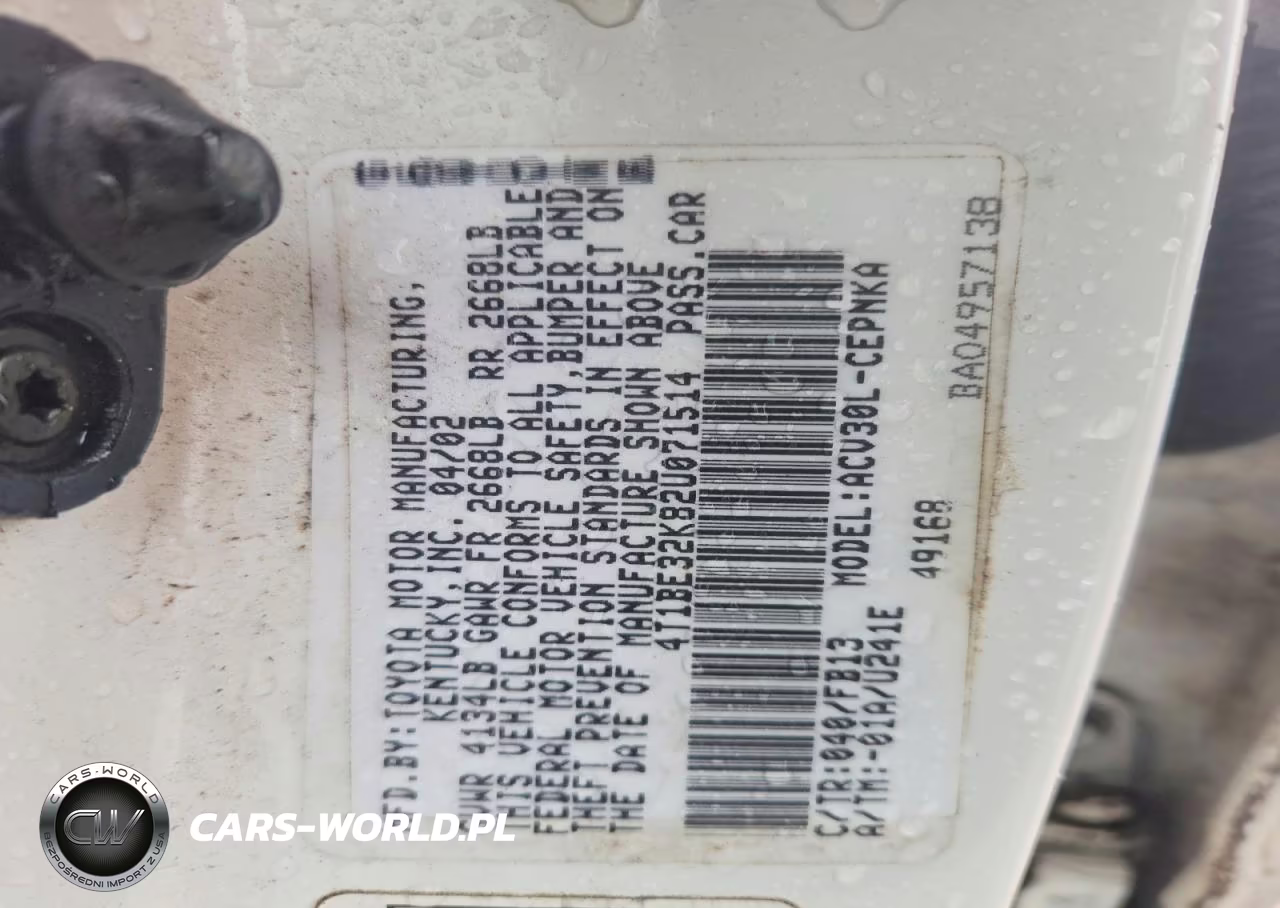 2002 Toyota Camry Le VIN:4T1BE32K82U071514 - 12