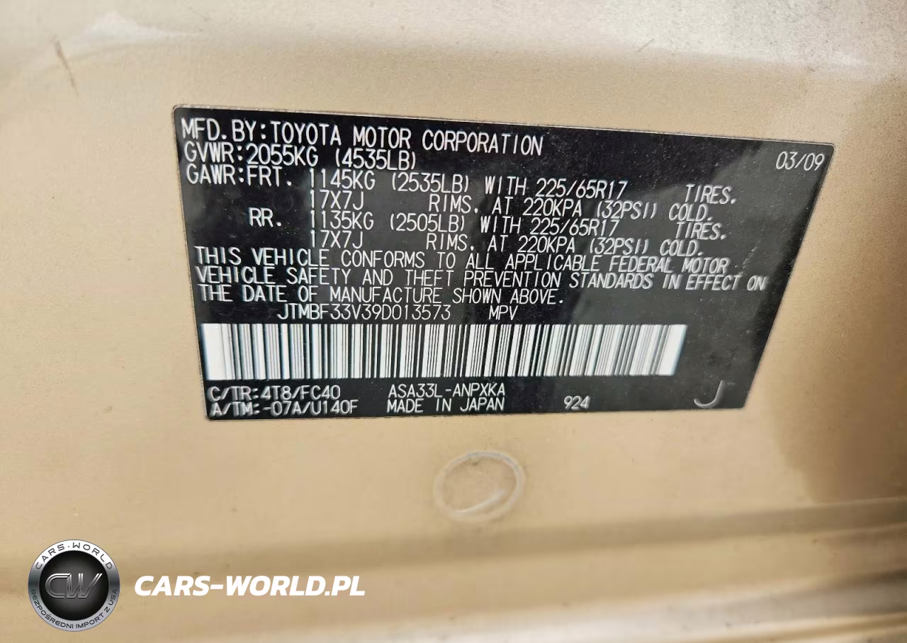 2009 Toyota Rav4 Base VIN:JTMBF33V39D013573 - 13