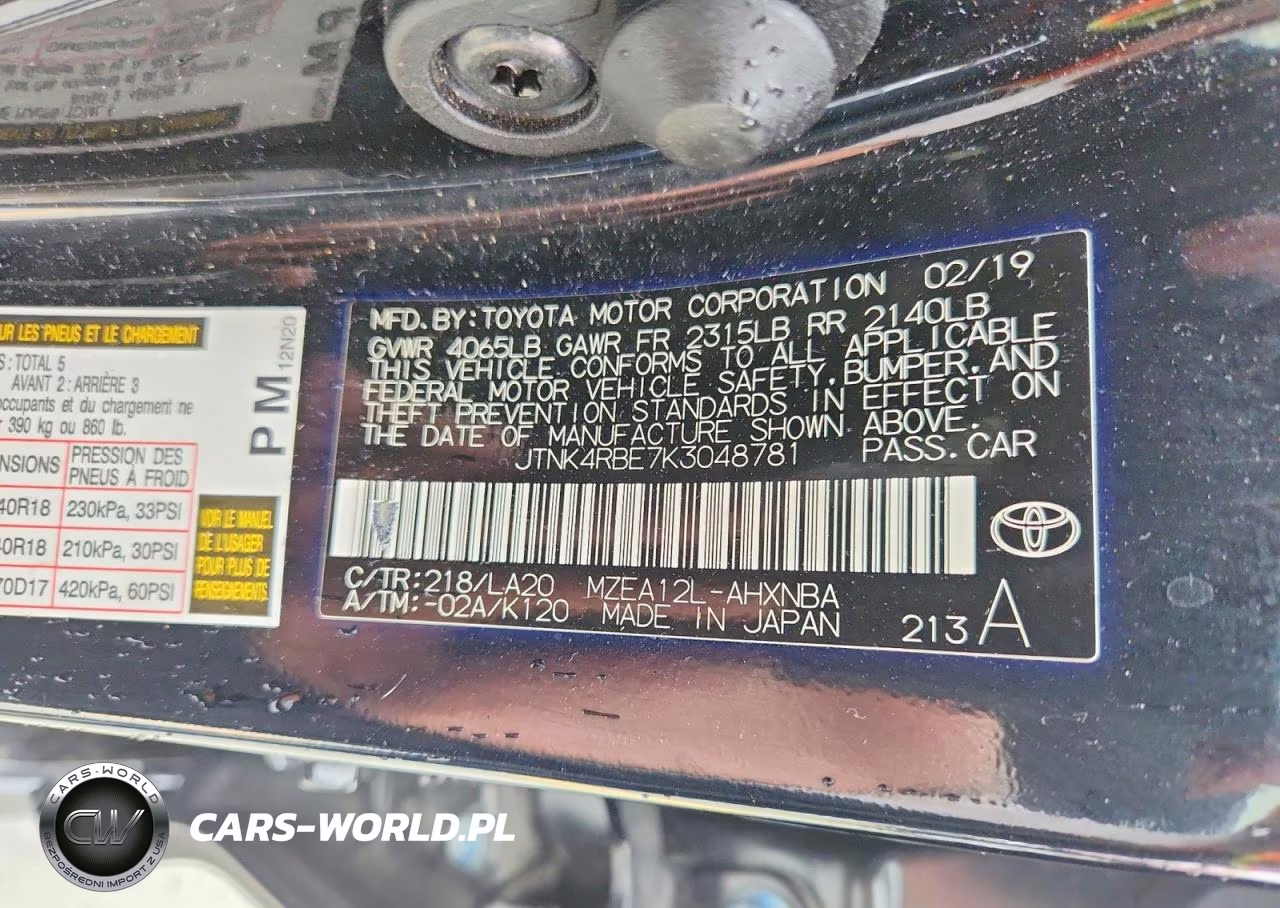 2019 Toyota Corolla Hatchback Xse VIN:JTNK4RBE7K3048781 - 12
