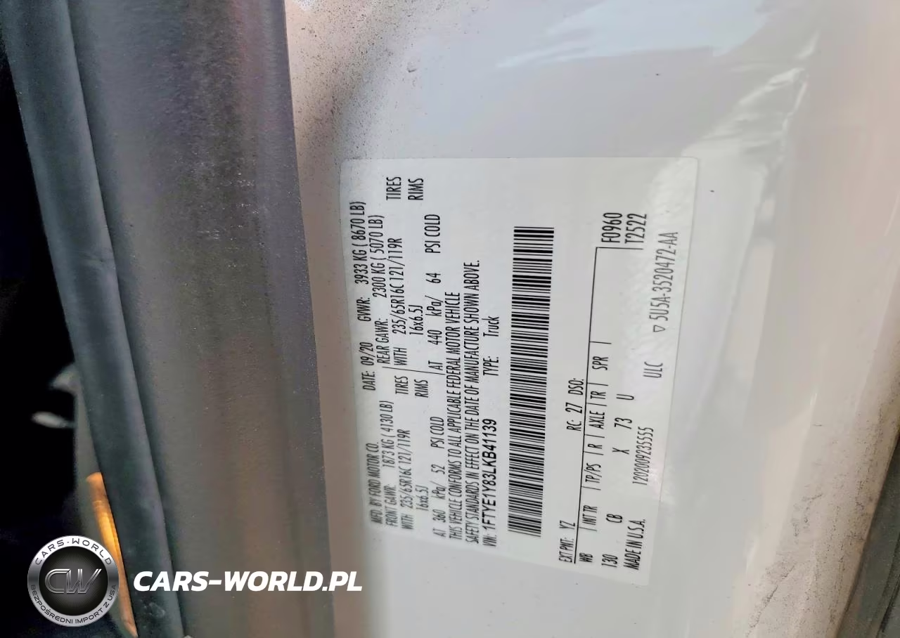 2020 Ford Transit T-150 VIN:1FTYE1Y83LKB41139 - 12