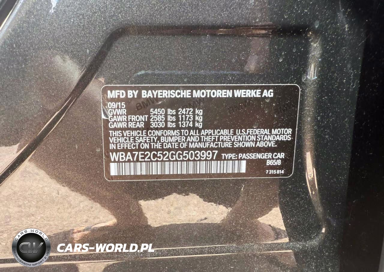 2016 BMW 740 I VIN:WBA7E2C52GG503997 - 10