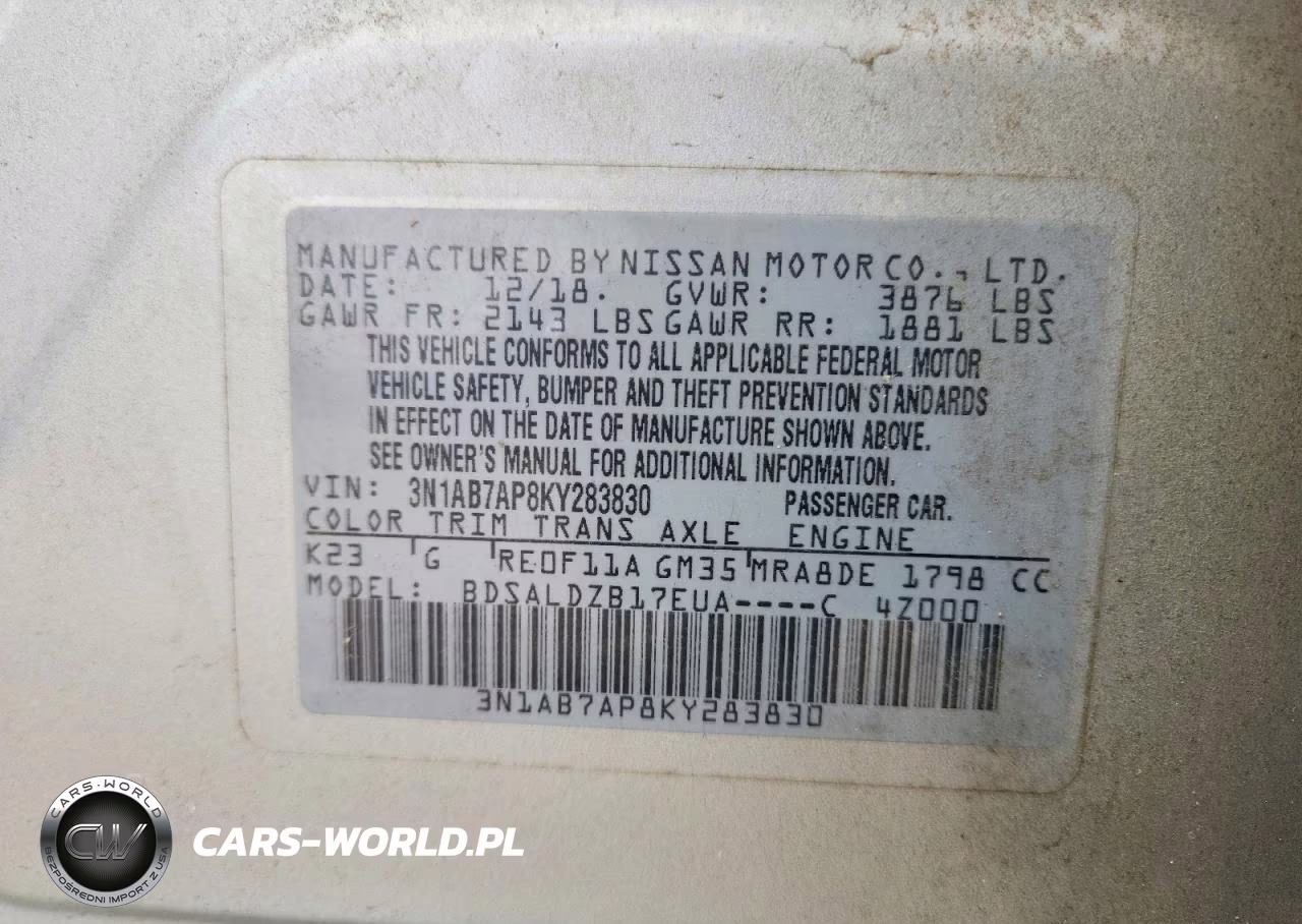 2019 Nissan Sentra Sv VIN:3N1AB7AP8KY283830 - 12