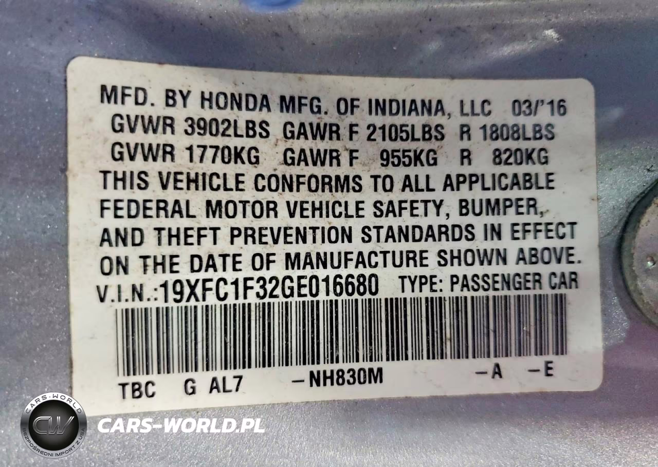 2016 Honda Civic Ex VIN:19XFC1F32GE016680 - 12