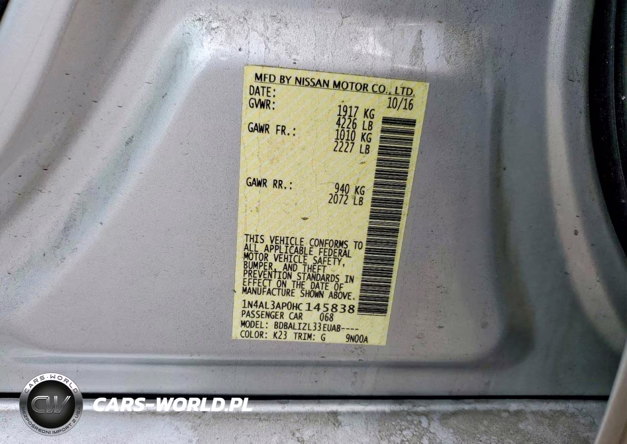 2017 Nissan Altima 2.5 VIN:1N4AL3AP0HC145838 - 12