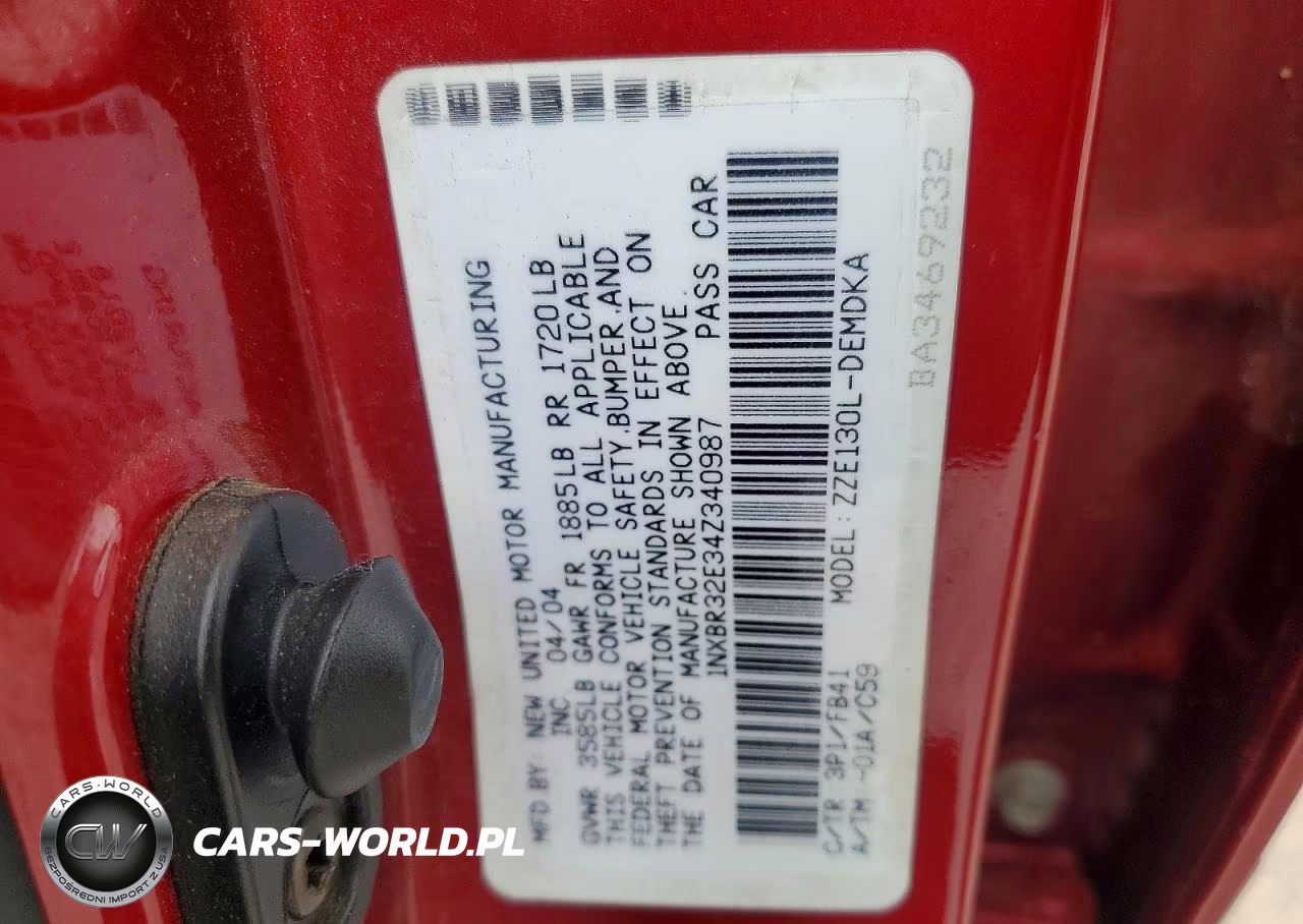 2004 Toyota Corolla Ce VIN:1NXBR32E34Z340987 - 12