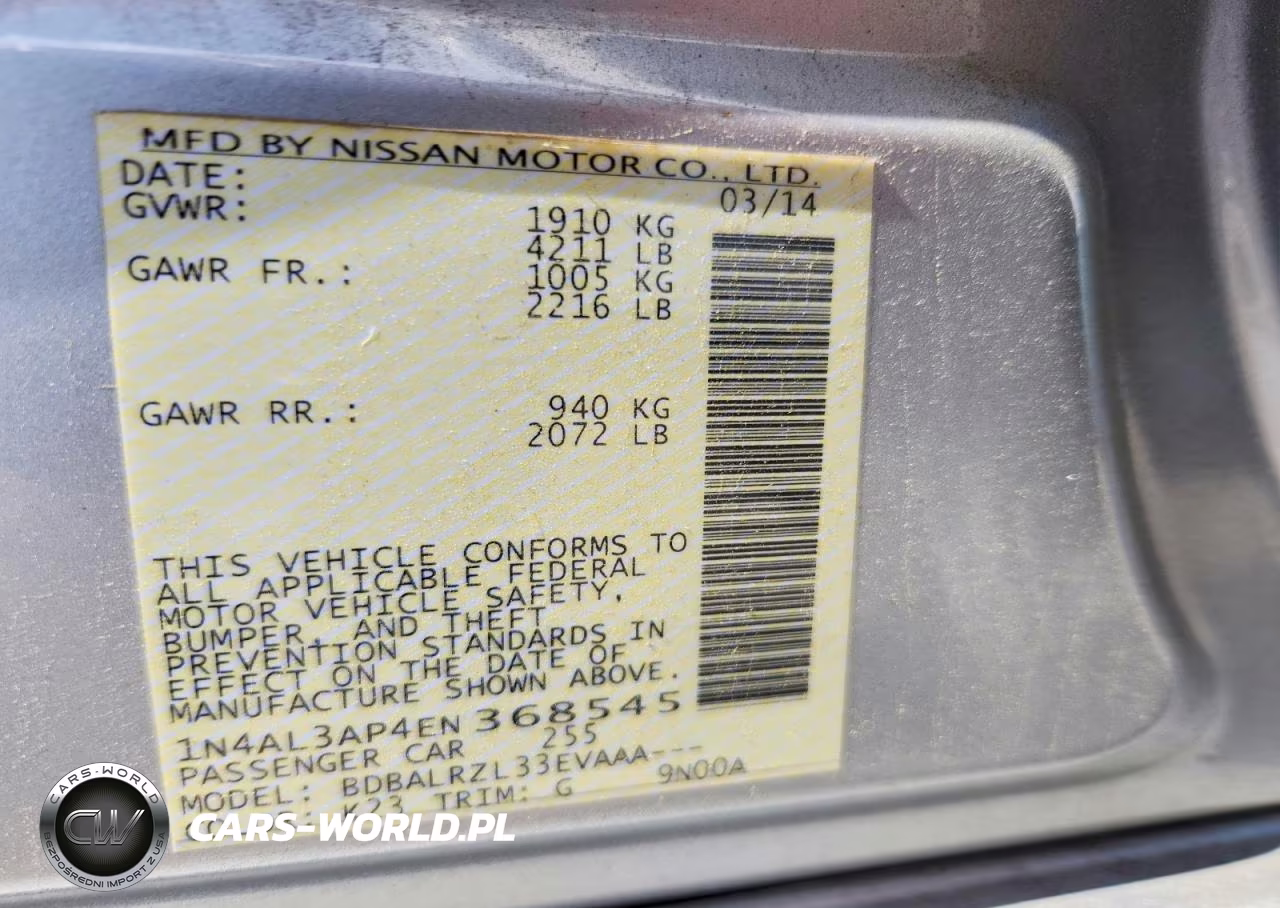 2014 Nissan Altima 2.5 S VIN:1N4AL3AP4EN368545 - 12