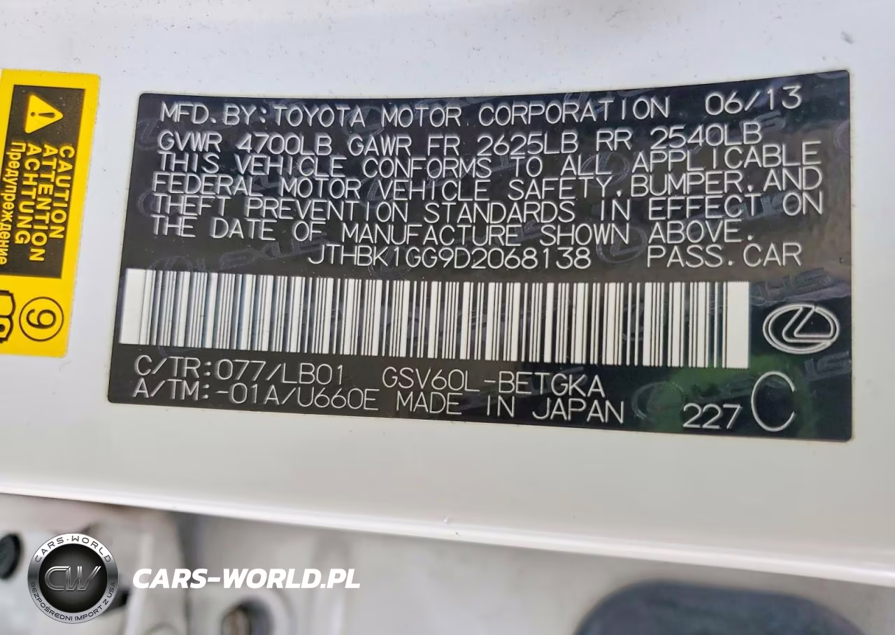 2013 Lexus Es 350 VIN:JTHBK1GG9D2068138 - 12