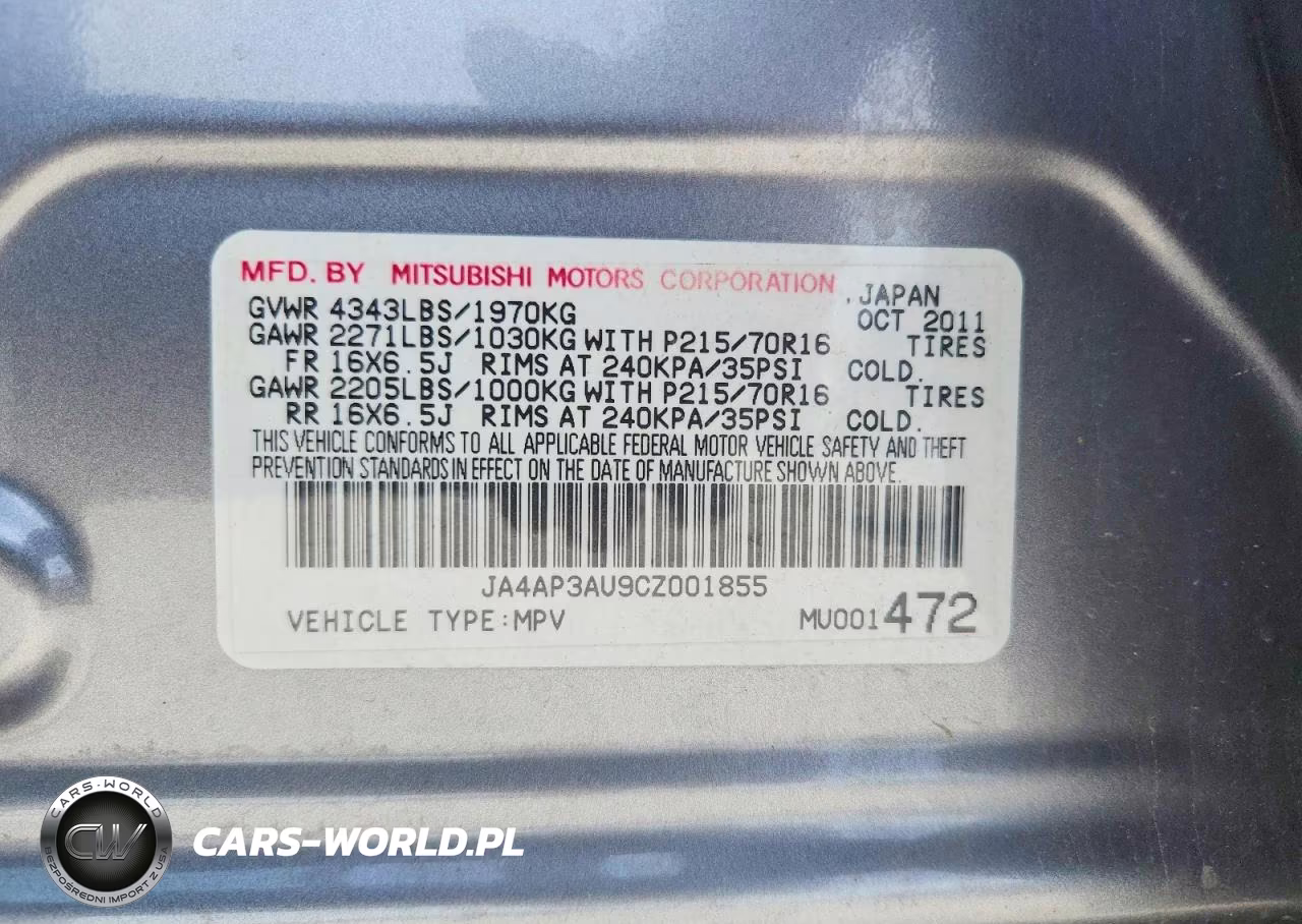 2012 Mitsubishi Outlander Sport Es VIN:JA4AP3AU9CZ001855 - 13
