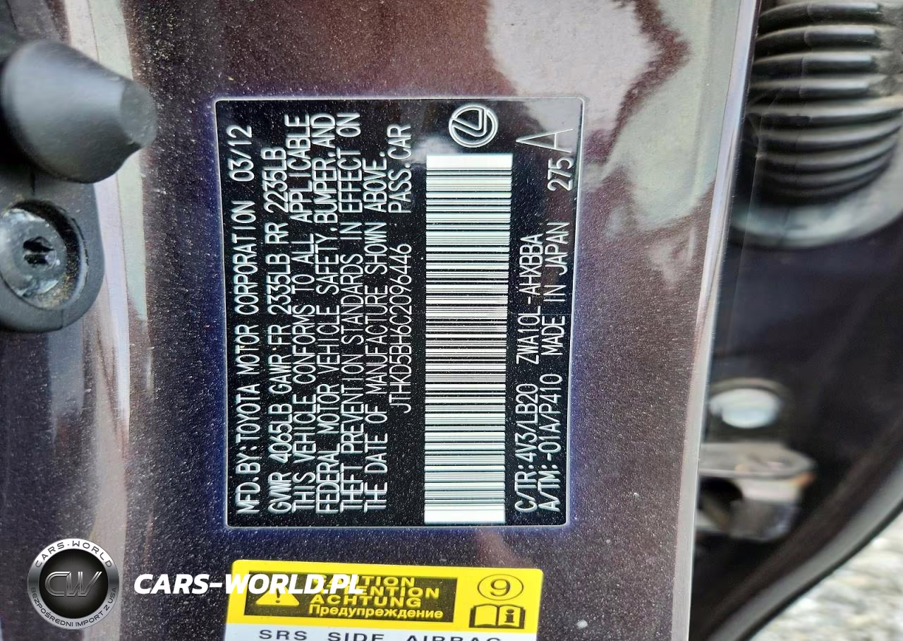 LEXUS CT 200 VIN:JTHKD5BH6C2096446 - 12