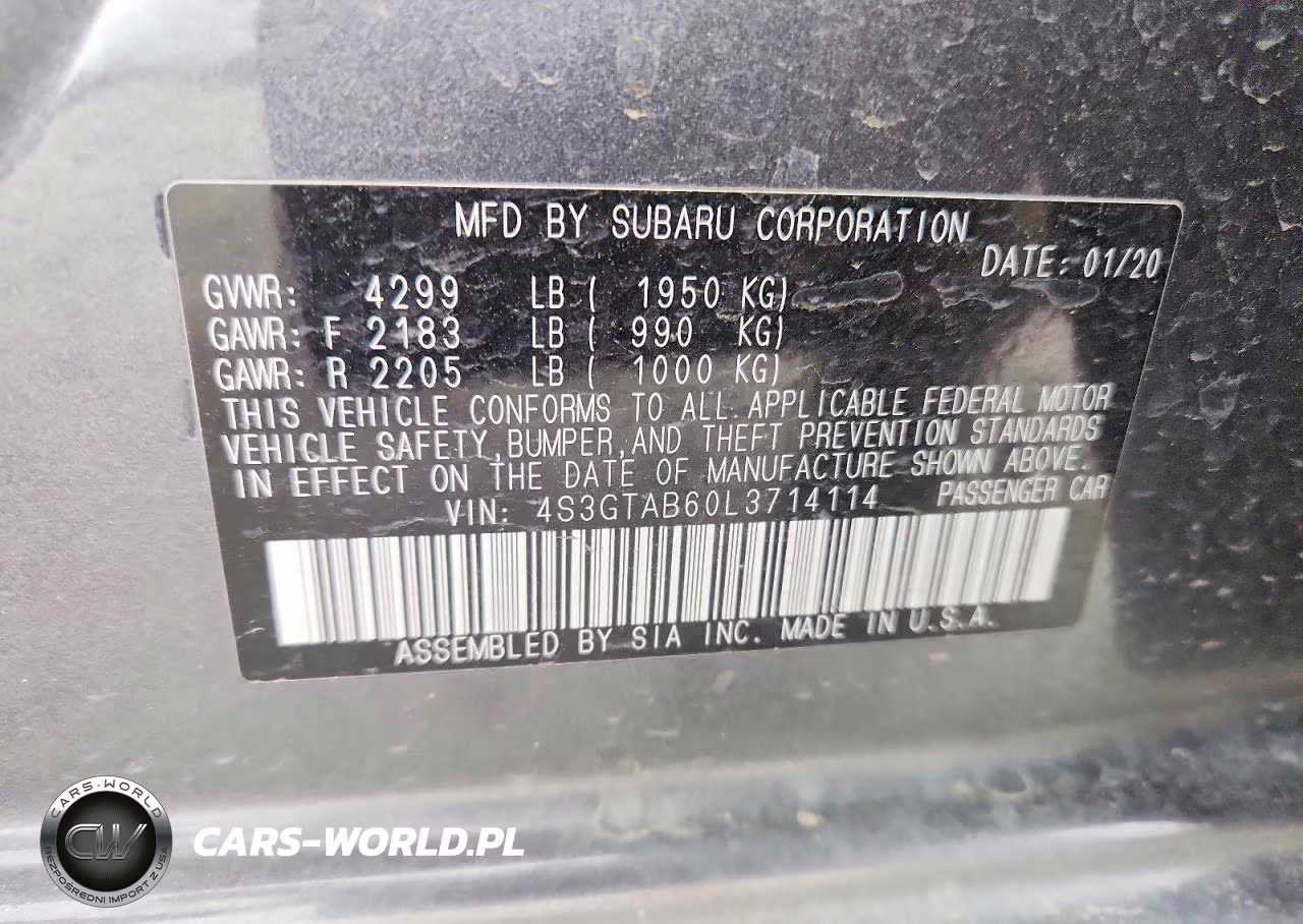 2020 Subaru Impreza VIN:4S3GTAB60L3714114 - 12