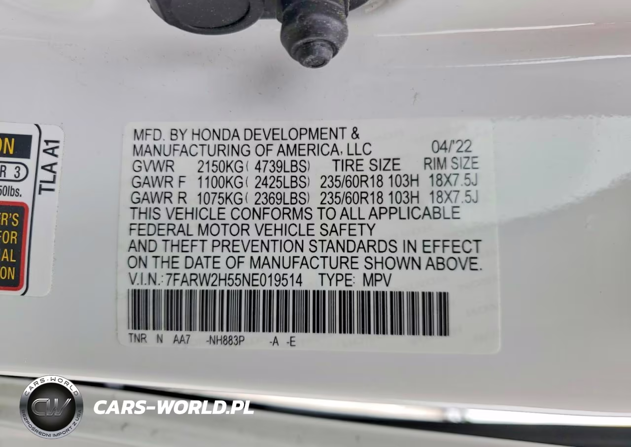 2022 Honda Cr-V Ex VIN:7FARW2H55NE019514 - 14