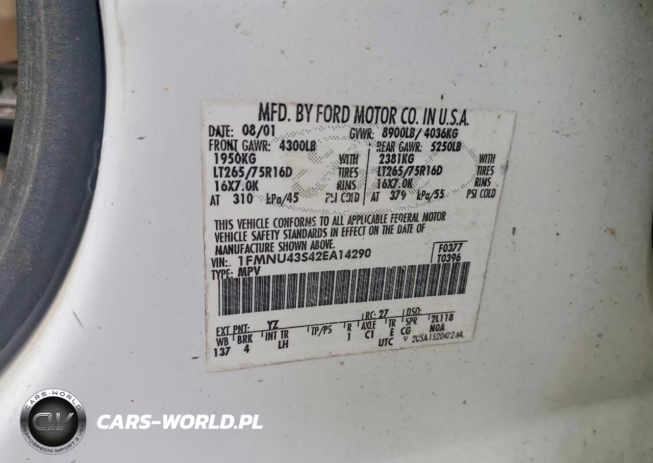 2002 Ford Excursion Limited VIN:1FMNU43S42EA14290 - 13