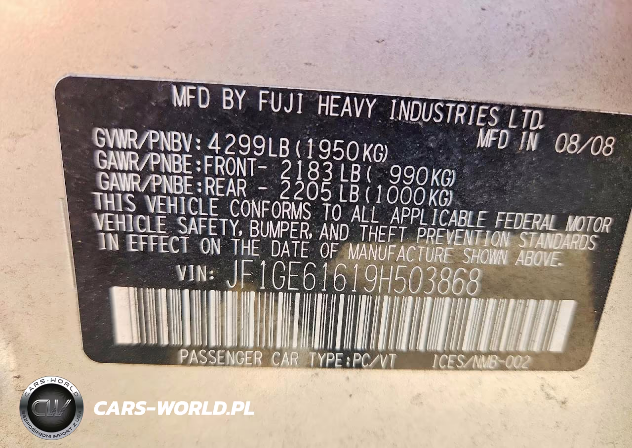2009 Subaru Impreza 2.5I VIN:JF1GE61619H503868 - 13