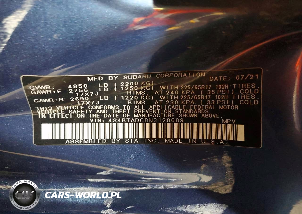 2022 Subaru Outback Premium VIN:4S4BTADC8N3128689 - 12