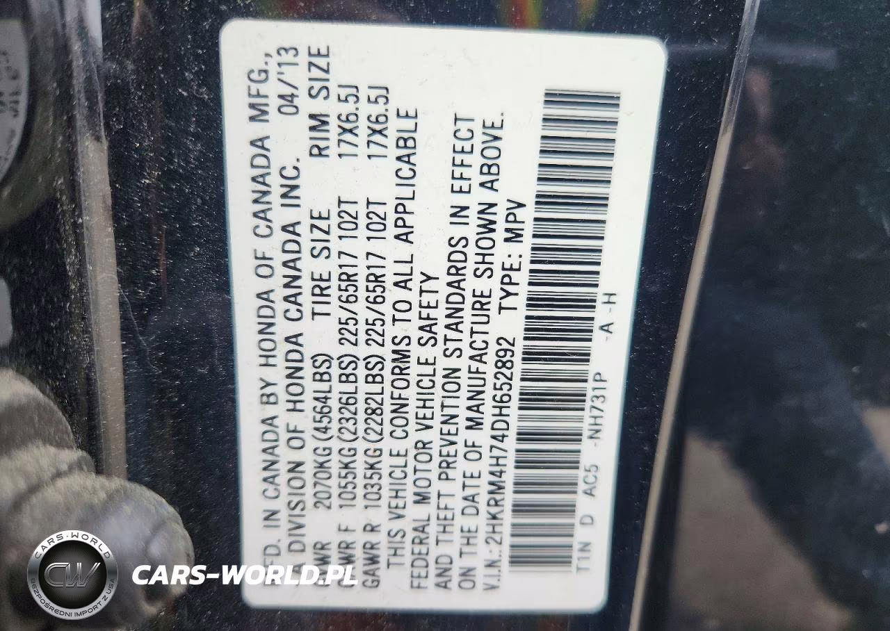 2013 Honda Cr-V Exl VIN:2HKRM4H74DH652892 - 13