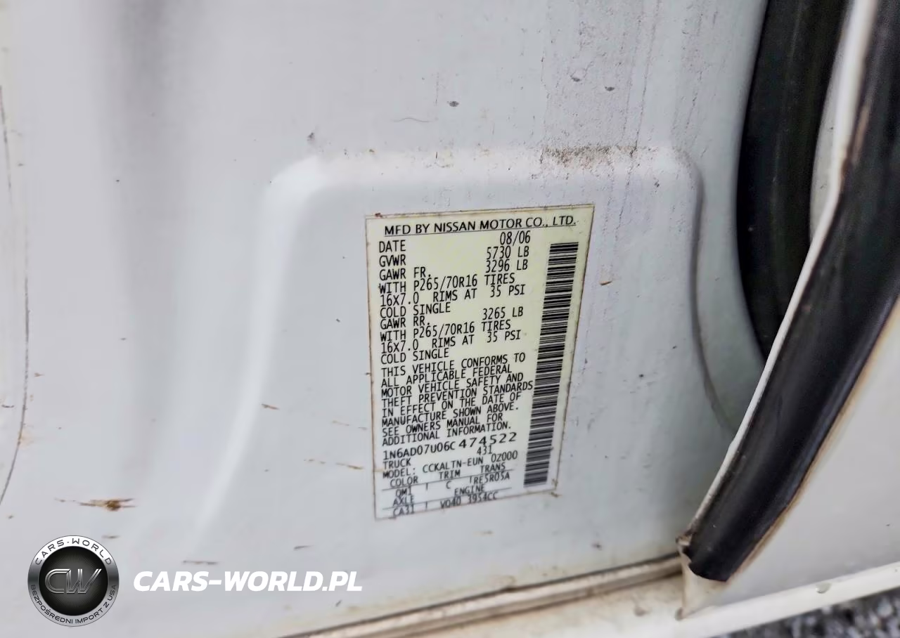 2006 Nissan Frontier Se VIN:1N6AD07U06C474522 - 12