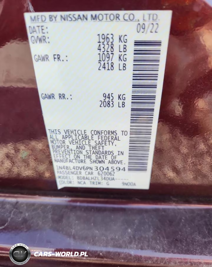 2023 Nissan Altima Sv VIN:1N4BL4DV6PN304594 - 12
