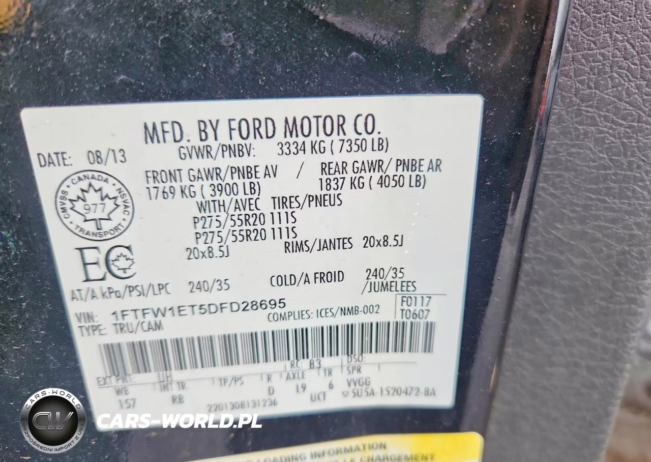 2013 Ford F150 Supercrew VIN:1FTFW1ET5DFD28695 - 12