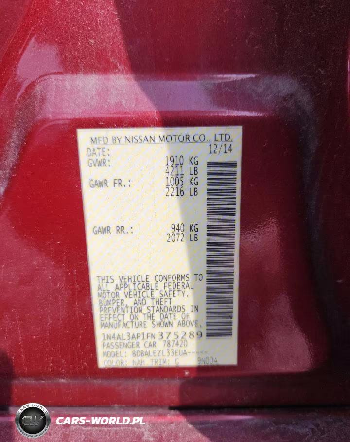 2015 Nissan Altima 2.5 S VIN:1N4AL3AP1FN375289 - 12