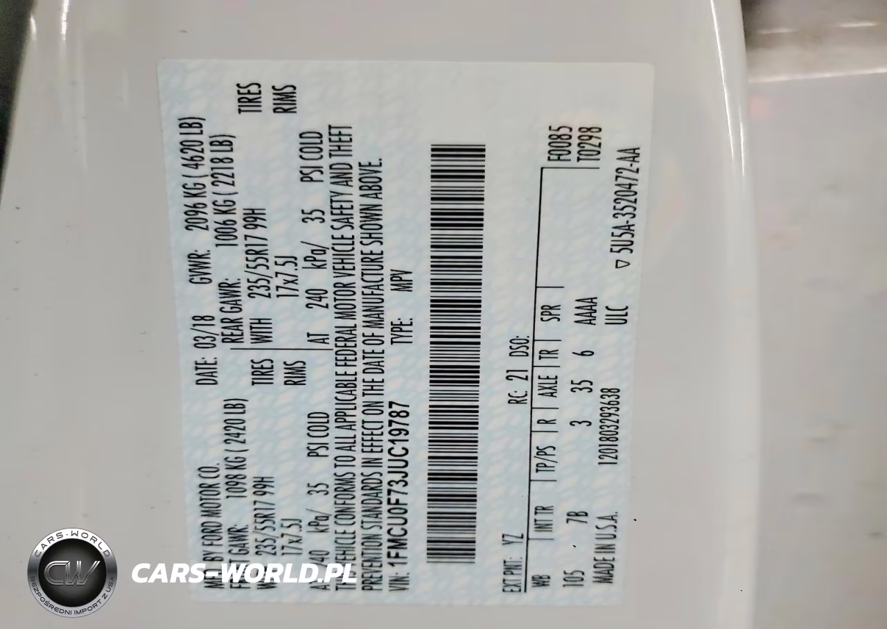 2018 Ford Escape S VIN:1FMCU0F73JUC19787 - 12