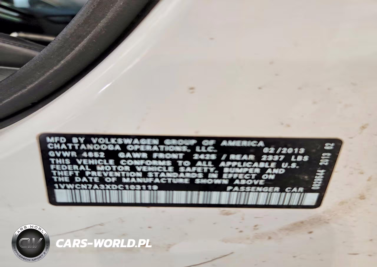 2013 Volkswagen Passat Sel VIN:1VWCN7A3XDC103119 - 12