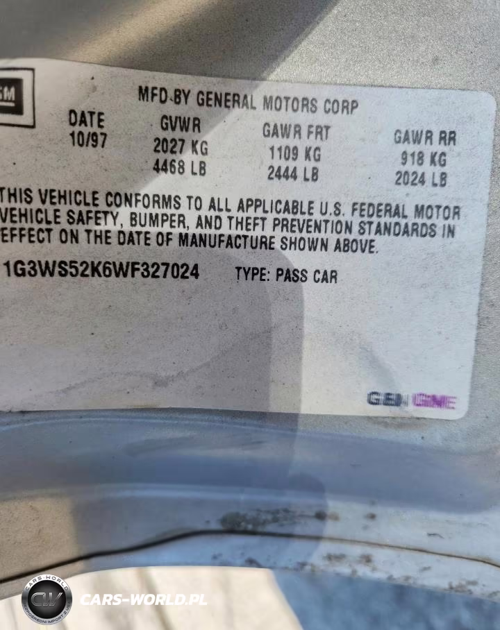1998 Oldsmobile Intrigue Gl VIN:1G3WS52K6WF327024 - 12