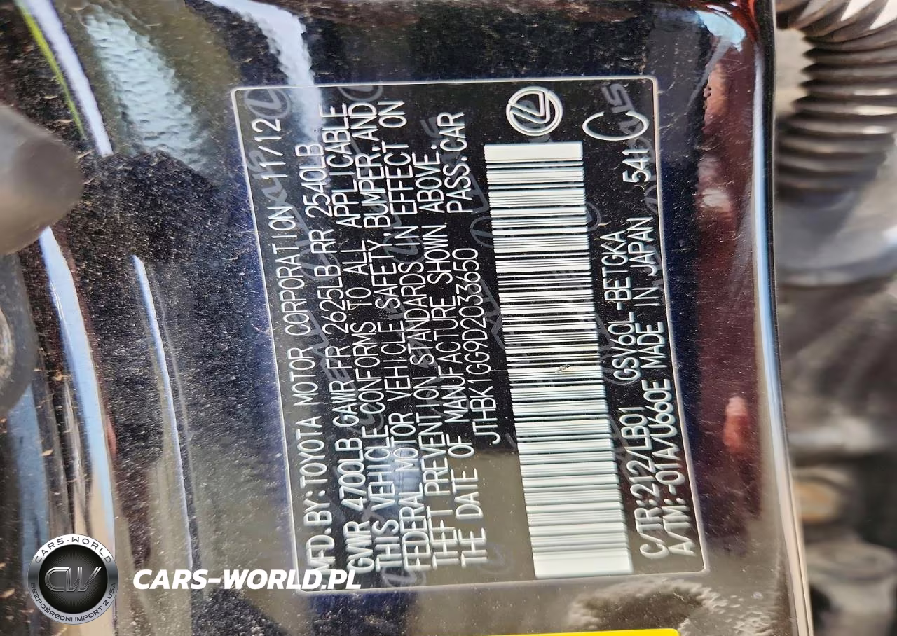 2013 Lexus Es 350 VIN:JTHBK1GG9D2033650 - 13