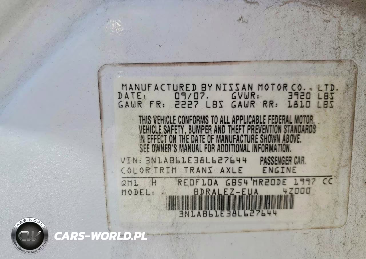 2008 Nissan Sentra 2.0 VIN:3N1AB61E38L627644 - 13