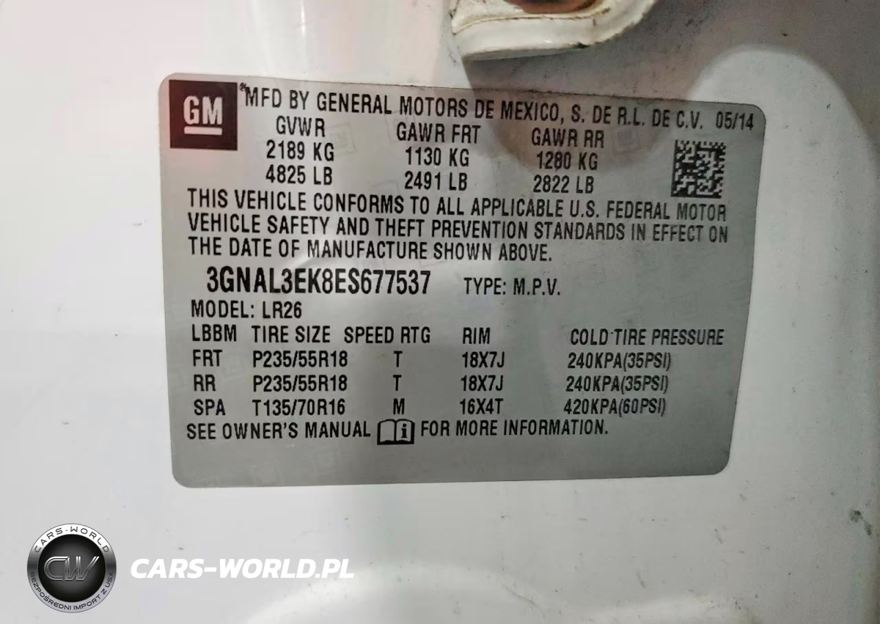 2014 Chevrolet Captiva Lt VIN:3GNAL3EK8ES677537 - 13
