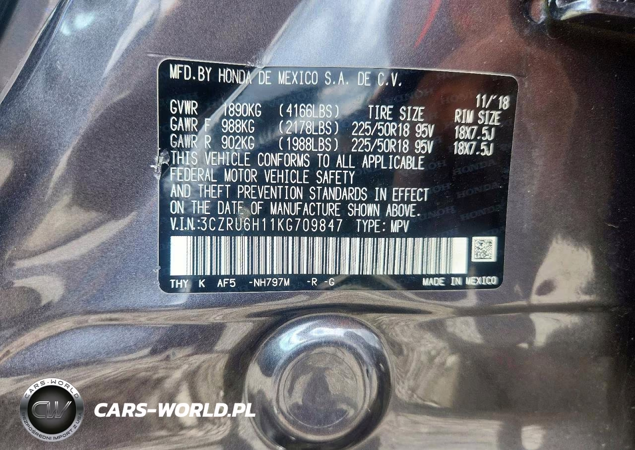 2019 Honda Hr-V Sport VIN:3CZRU6H11KG709847 - 12