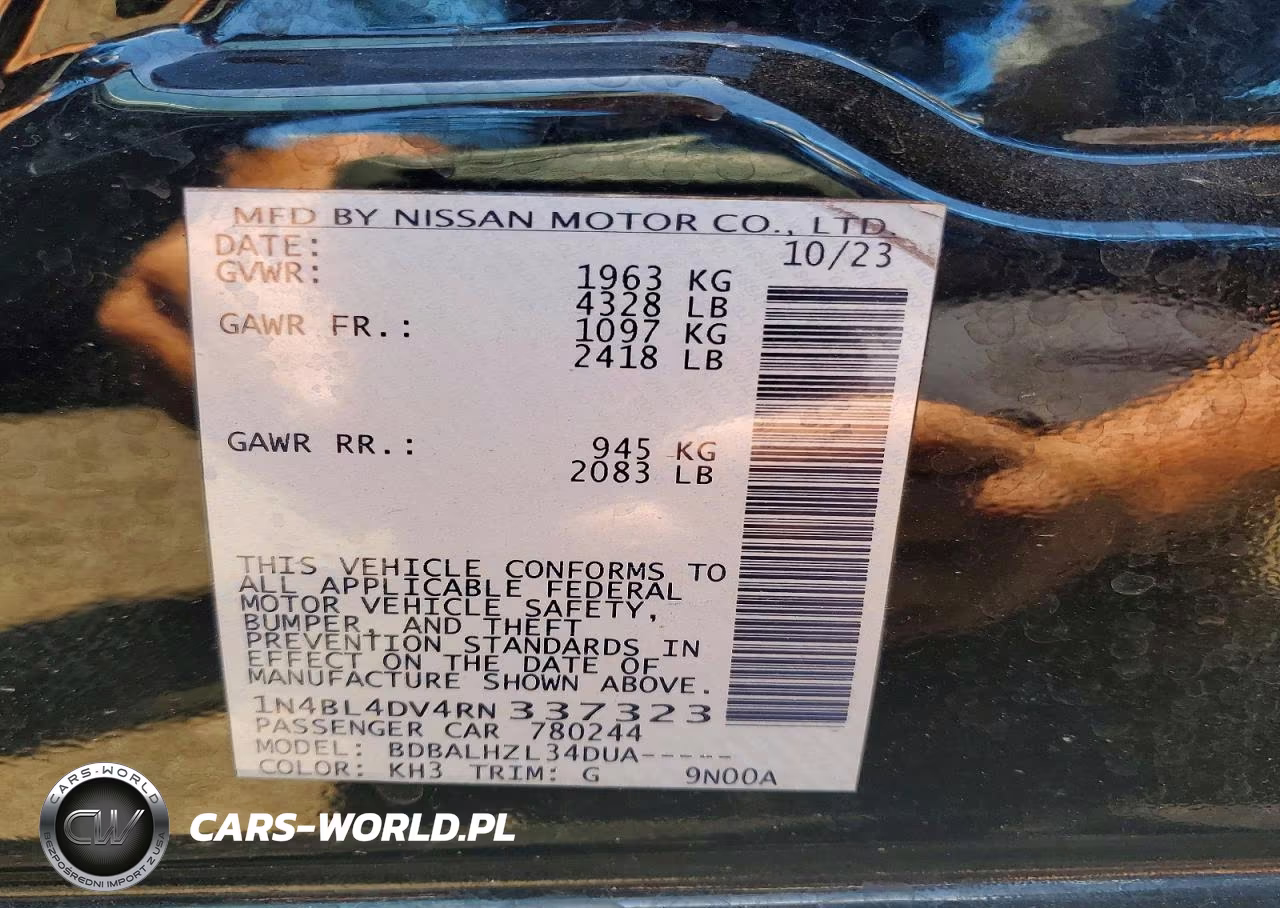 2024 Nissan Altima VIN:1N4BL4DV4RN337323 - 12
