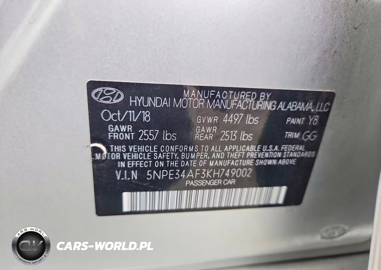 2019 Hyundai Sonata Sel VIN:5NPE34AF3KH749002 - 12