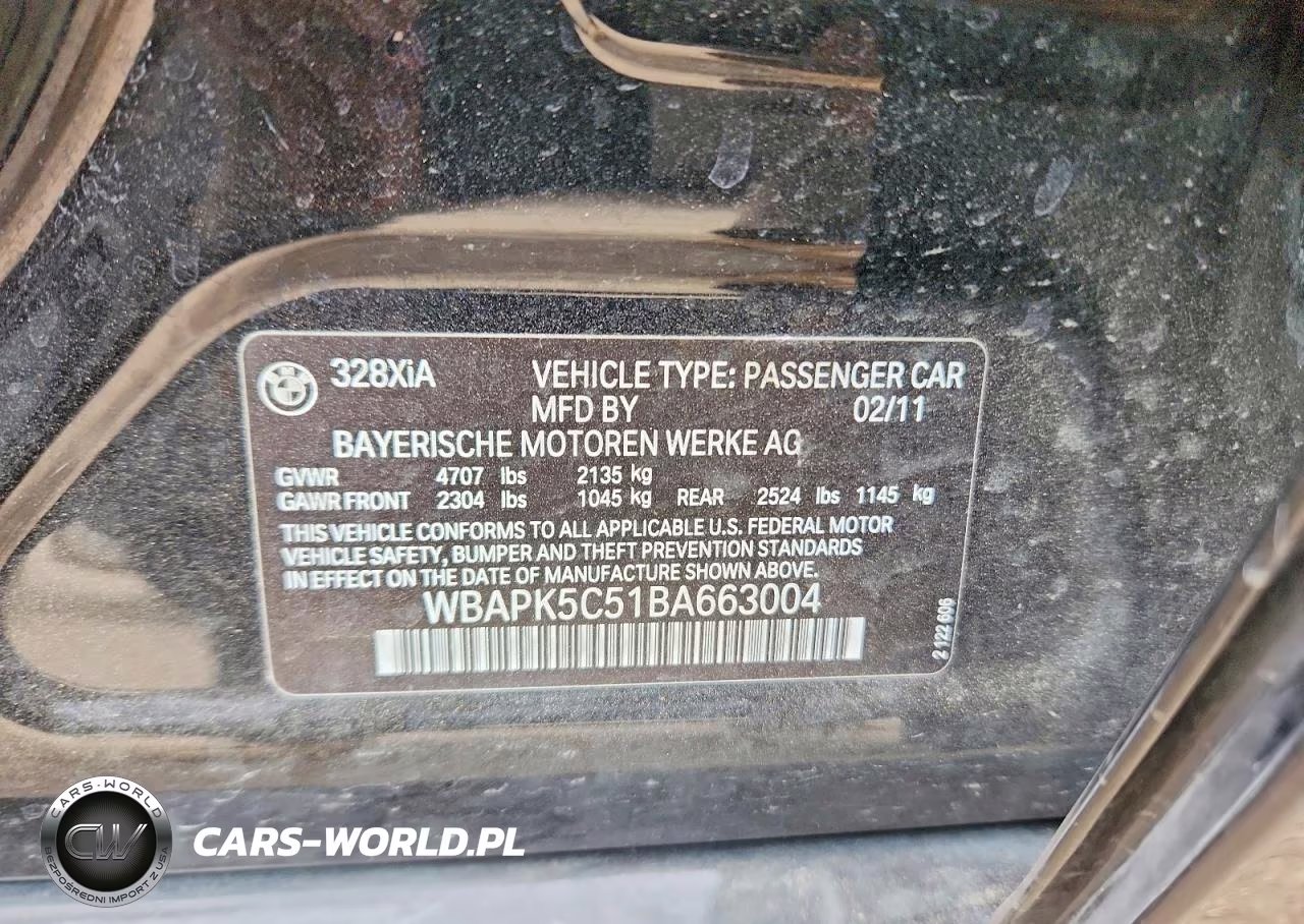 2011 BMW 328 Xi Sulev VIN:WBAPK5C51BA663004 - 12