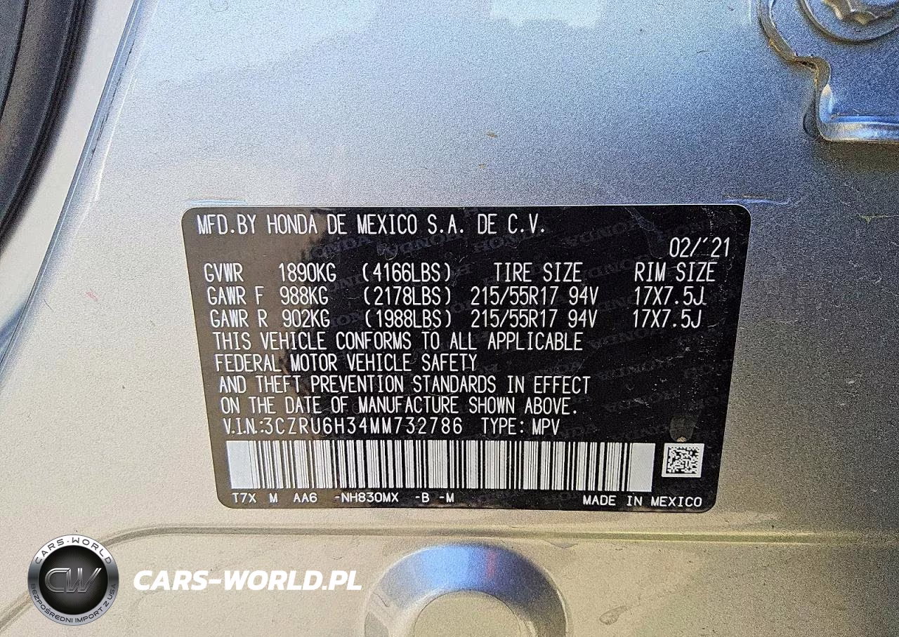 2021 Honda Hr-V Lx VIN:3CZRU6H34MM732786 - 13
