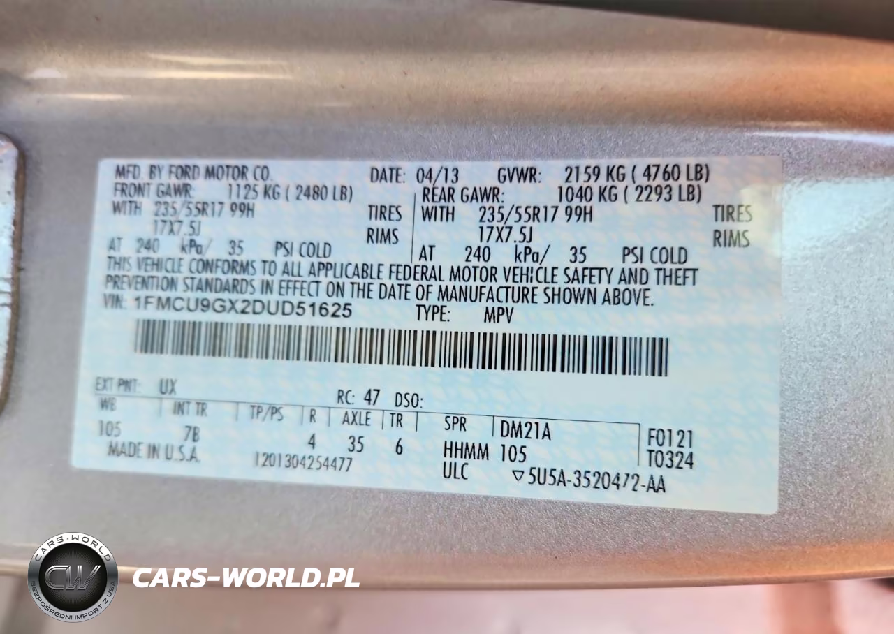 2013 Ford Escape Se VIN:1FMCU9GX2DUD51625 - 13