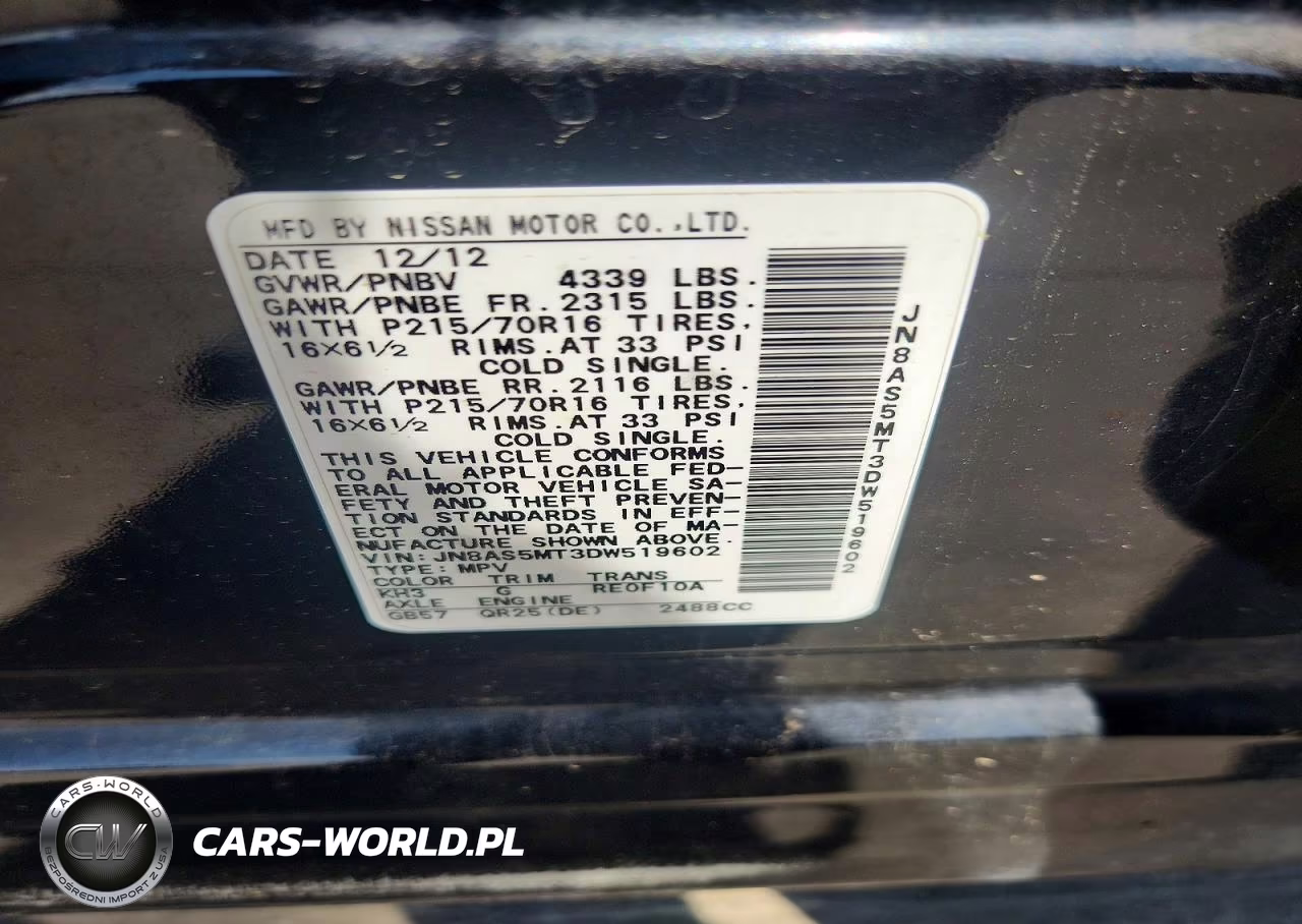 2013 Nissan Rogue Sv VIN:JN8AS5MT3DW519602 - 13