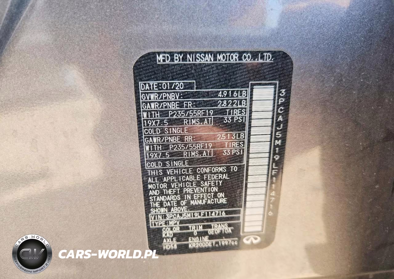 2020 Infiniti Qx50 Pure VIN:3PCAJ5M19LF114716 - 14