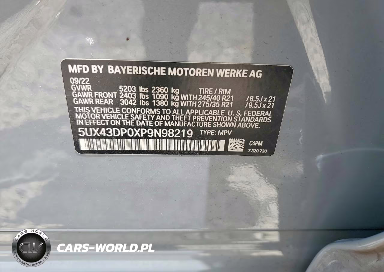 2023 BMW X3 Sdrive30I VIN:5UX43DP0XP9N98219 - 13